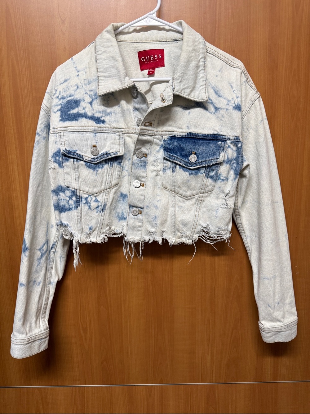 GUESS Los Angeles Distressed Cropped Denim Jacket — Women’s Medium